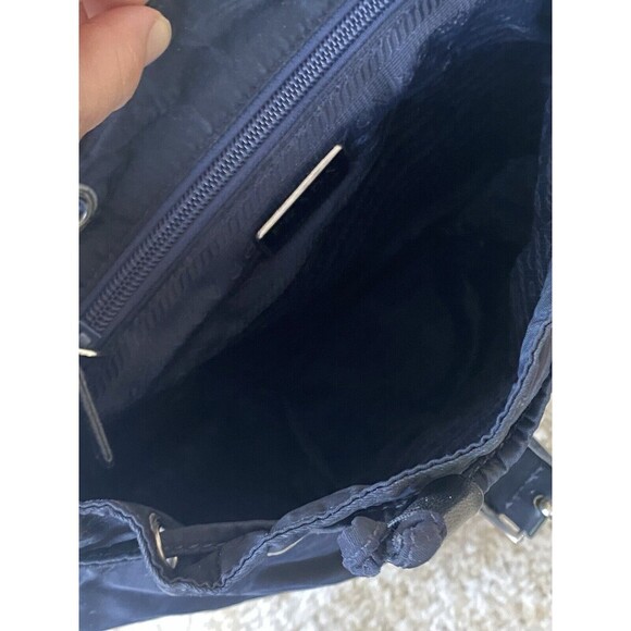Authentic PRADA TESSUTO SILVER CHAIN / Leather Nylon Backpack - Black Silver - Picture 7 of 16